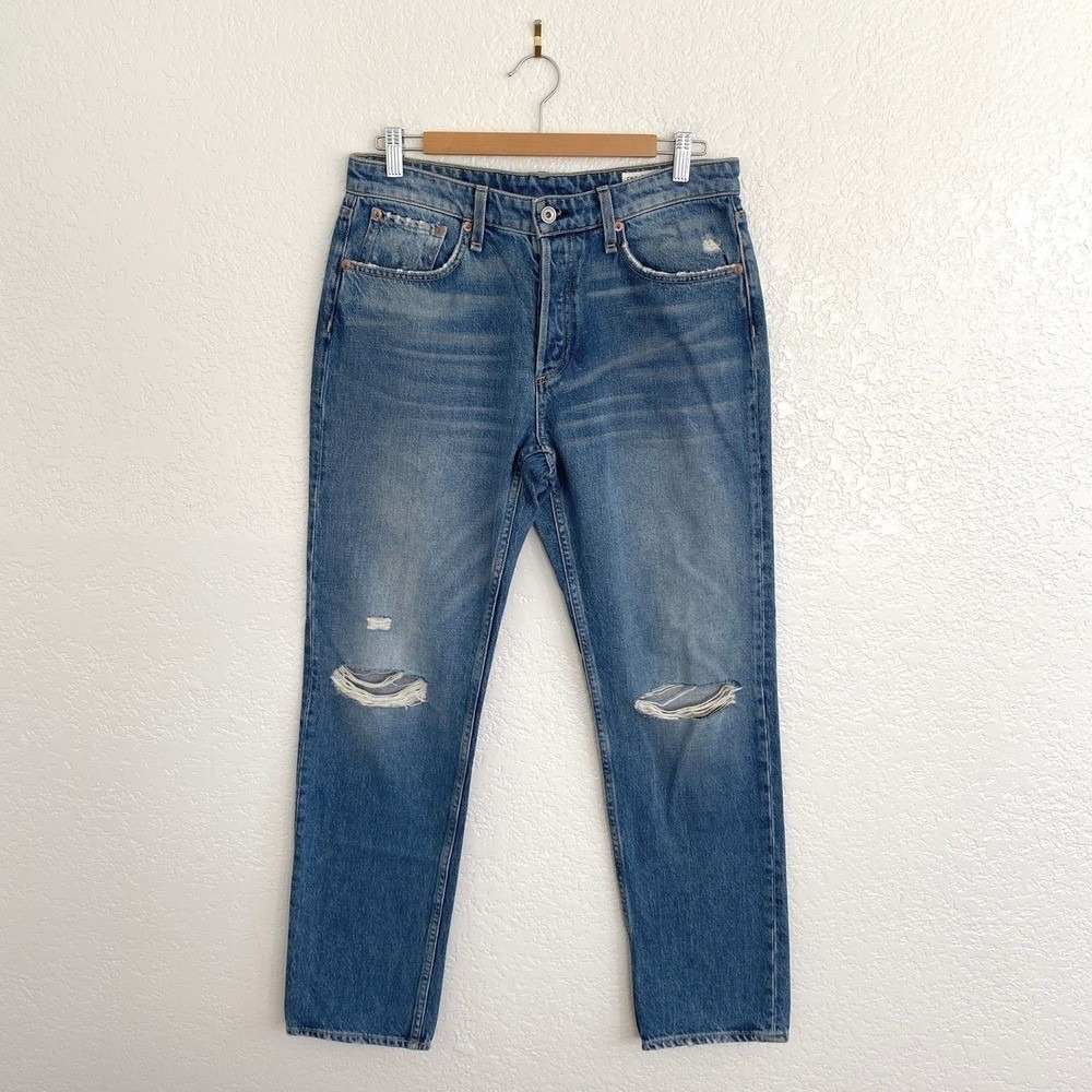 Rag & Bone Rosa Mid Rise Boyfriend Jeans Distressed Cotton Bristol Wash Denim 27 - Picture 4 of 12